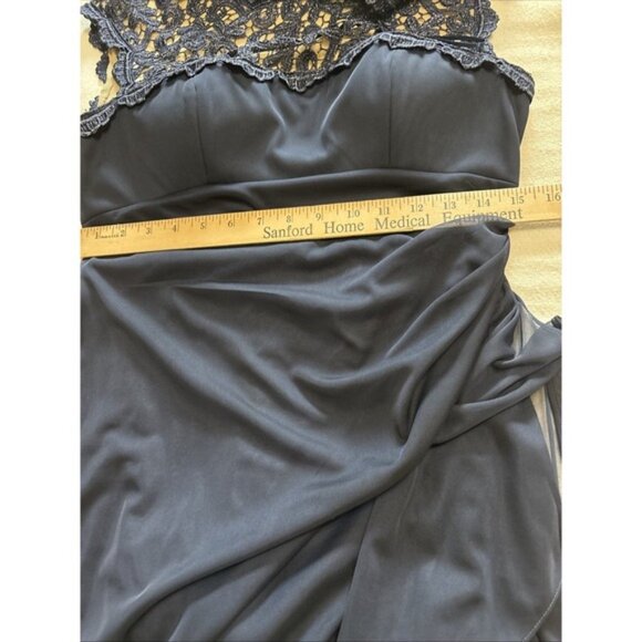 Alex Evenings Navy Metallic Cutout Lace Maxi Gown/Dress Side Ruched Skirt‎ SZ6 - Picture 11 of 11